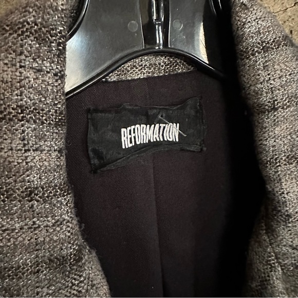 Reformation Hackney Long Coat Gray Plaid Size X Small Long Sleeve - Picture 4 of 8